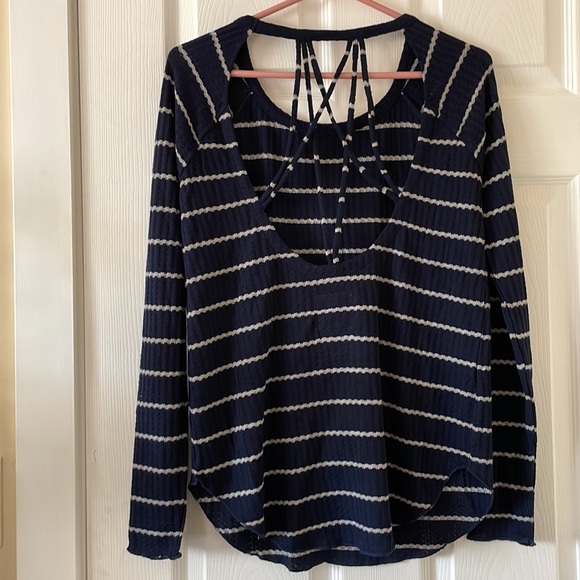 Chaser thermal strappy back long sleeve top striped minimalist - Picture 5 of 7